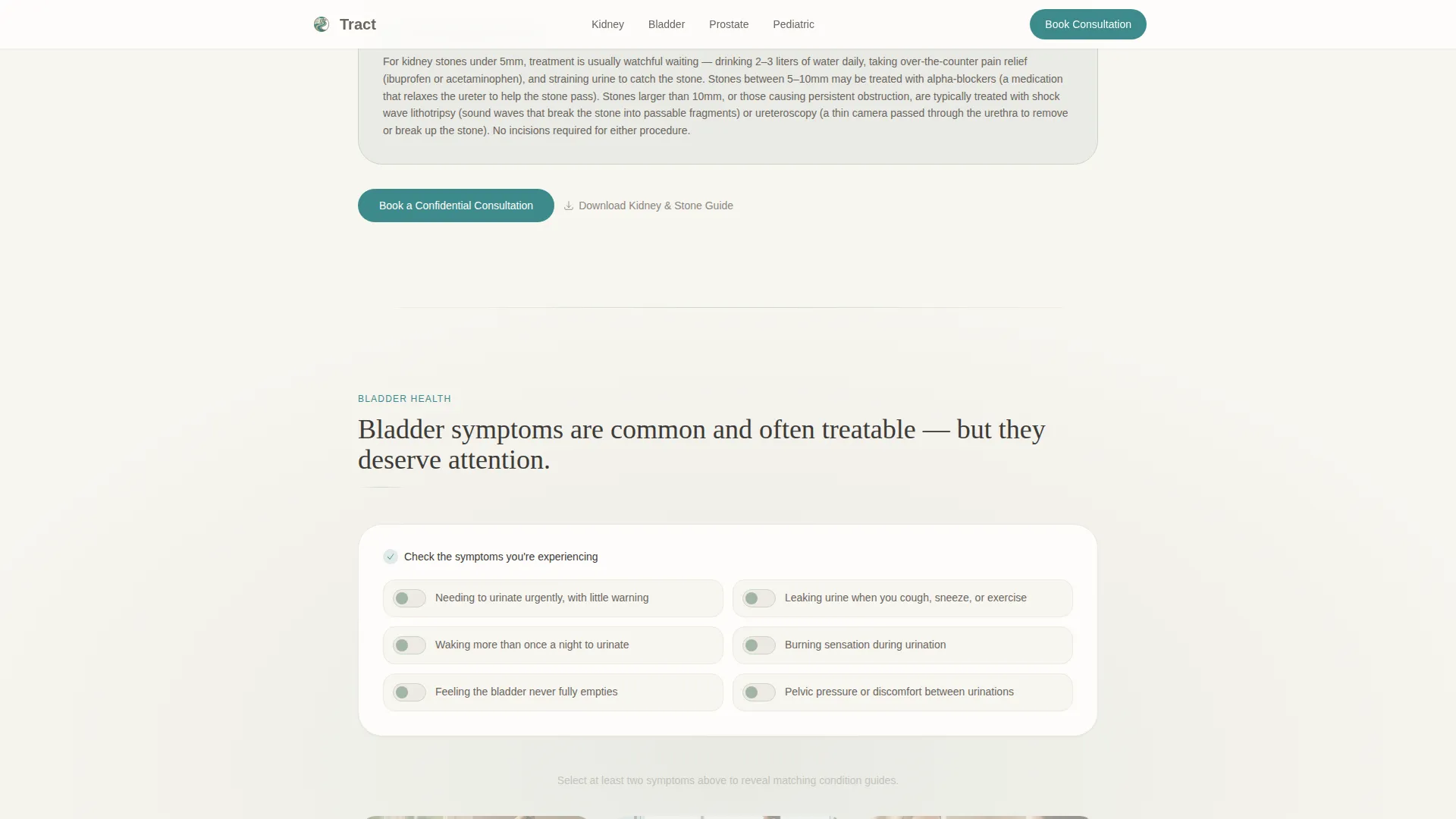 Urologist Condition & Treatment Library Landing Page
