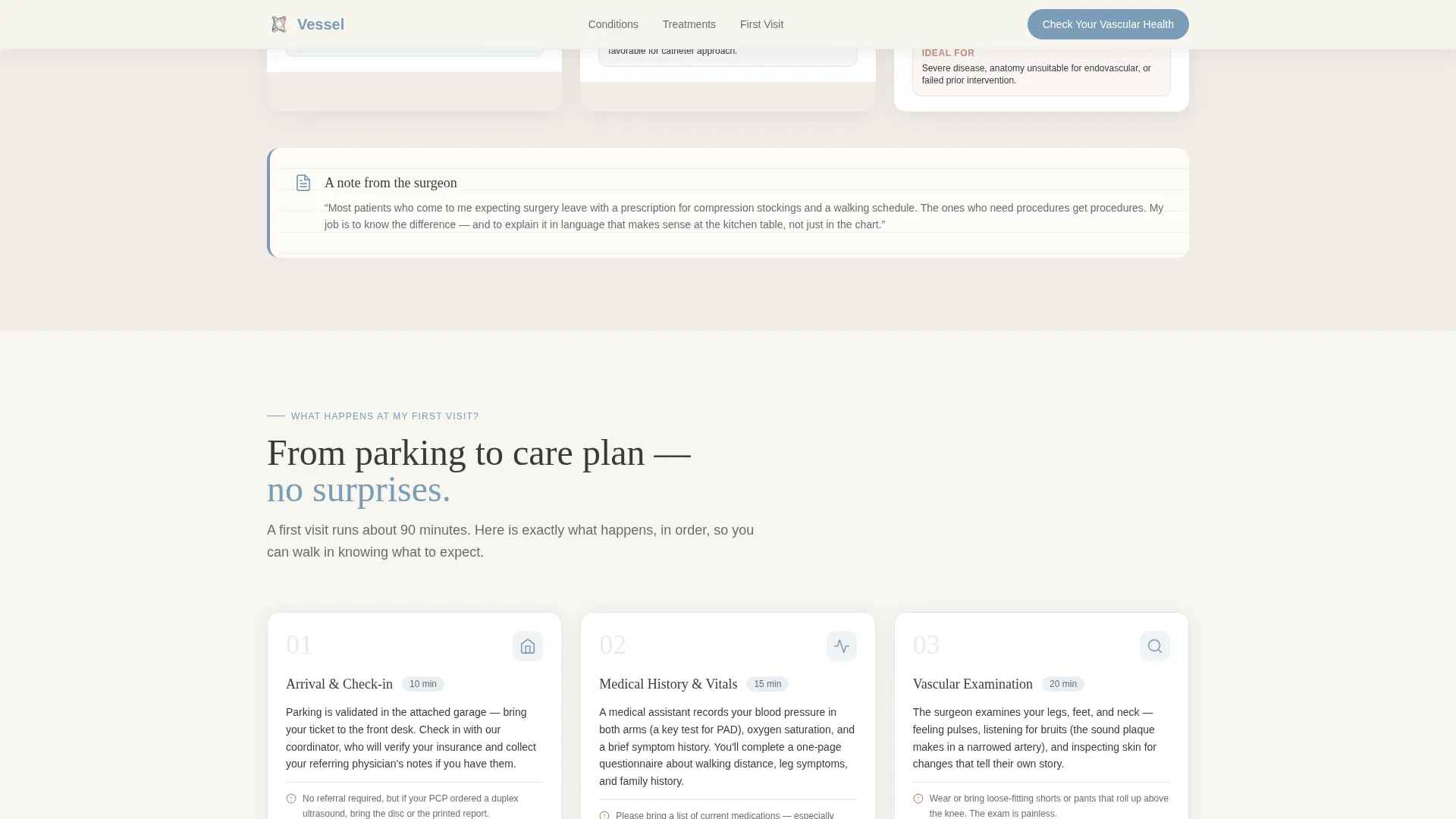 Vascular Surgeon New Patient Landing Page Template