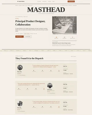 Editorial user experience Design Jobs Newsletter Landing Page