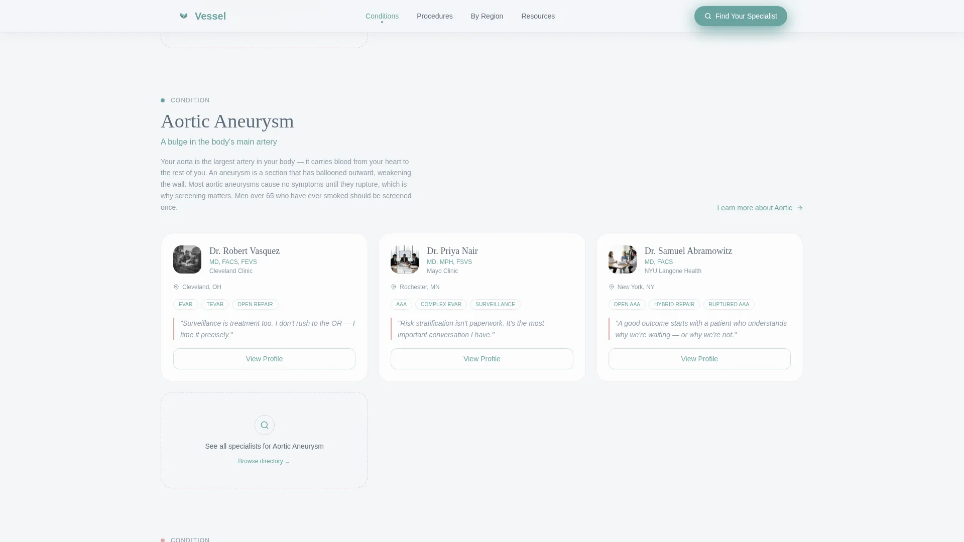 Vascular Surgeon Directory Landing Page Template