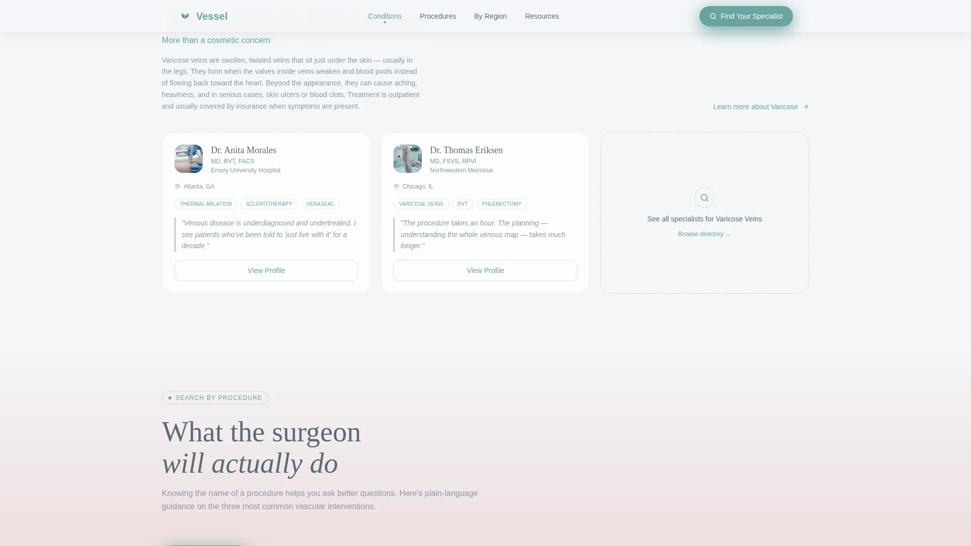 Vascular Surgeon Directory Landing Page Template