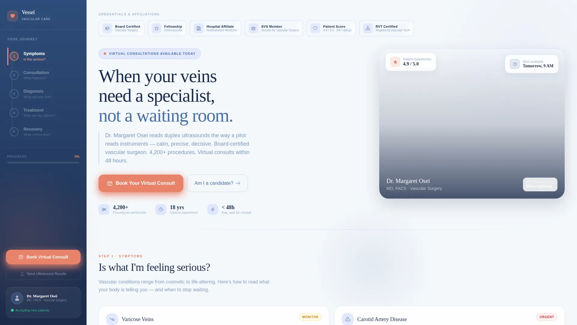 Vascular Surgeon Booking Website Template