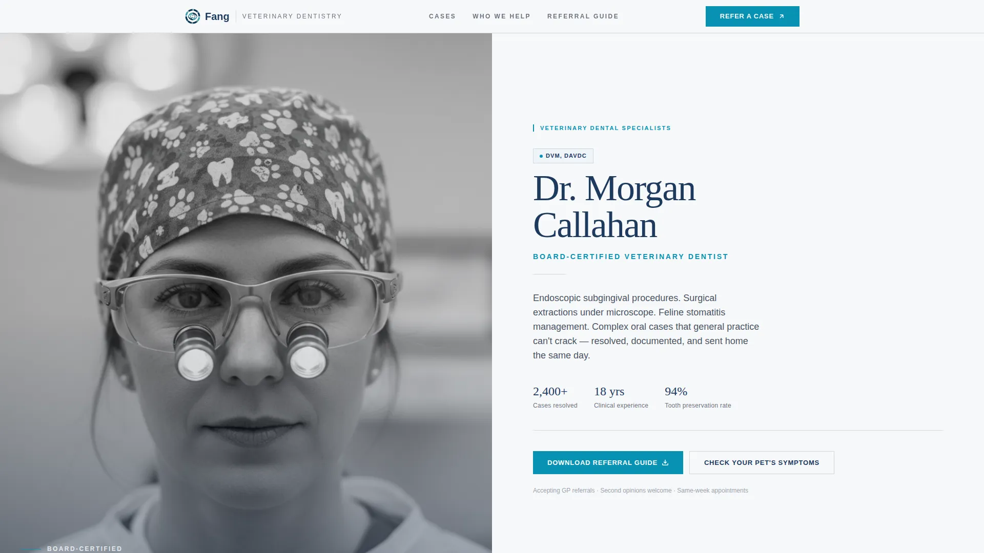 Veterinary Dental Specialty Landing Page Template
