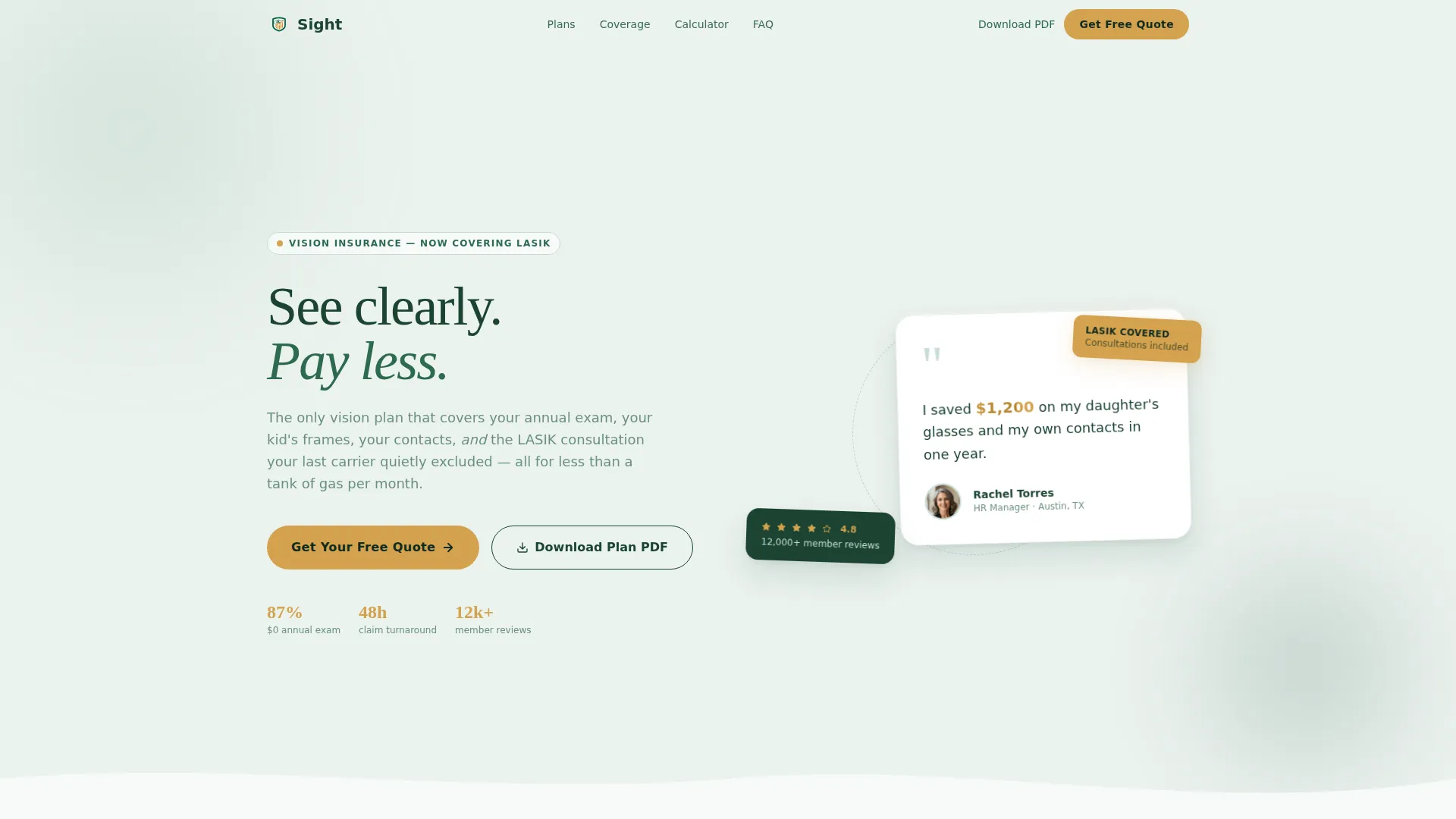 Insurance Landing Page Template with Plan Comparison