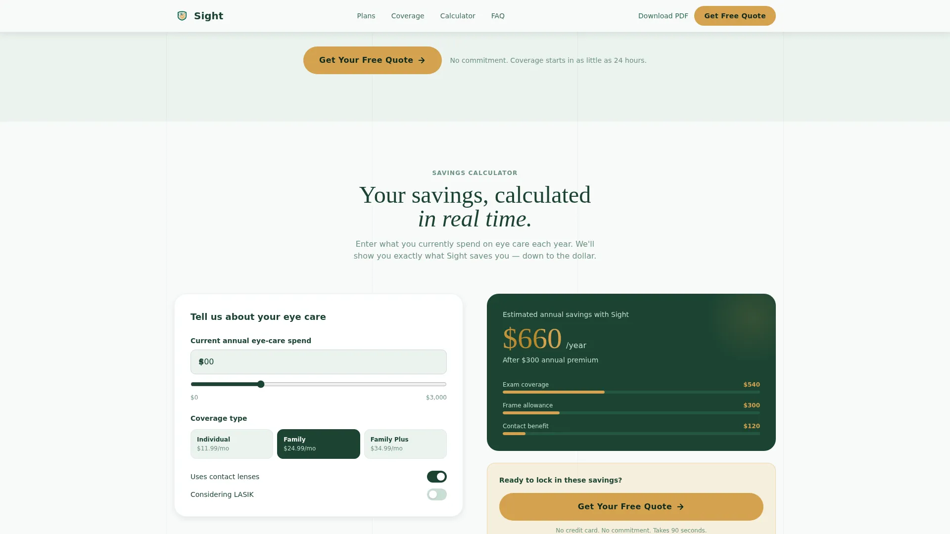 Insurance Landing Page Template with Plan Comparison
