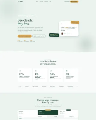 Insurance Landing Page Template with Plan Comparison