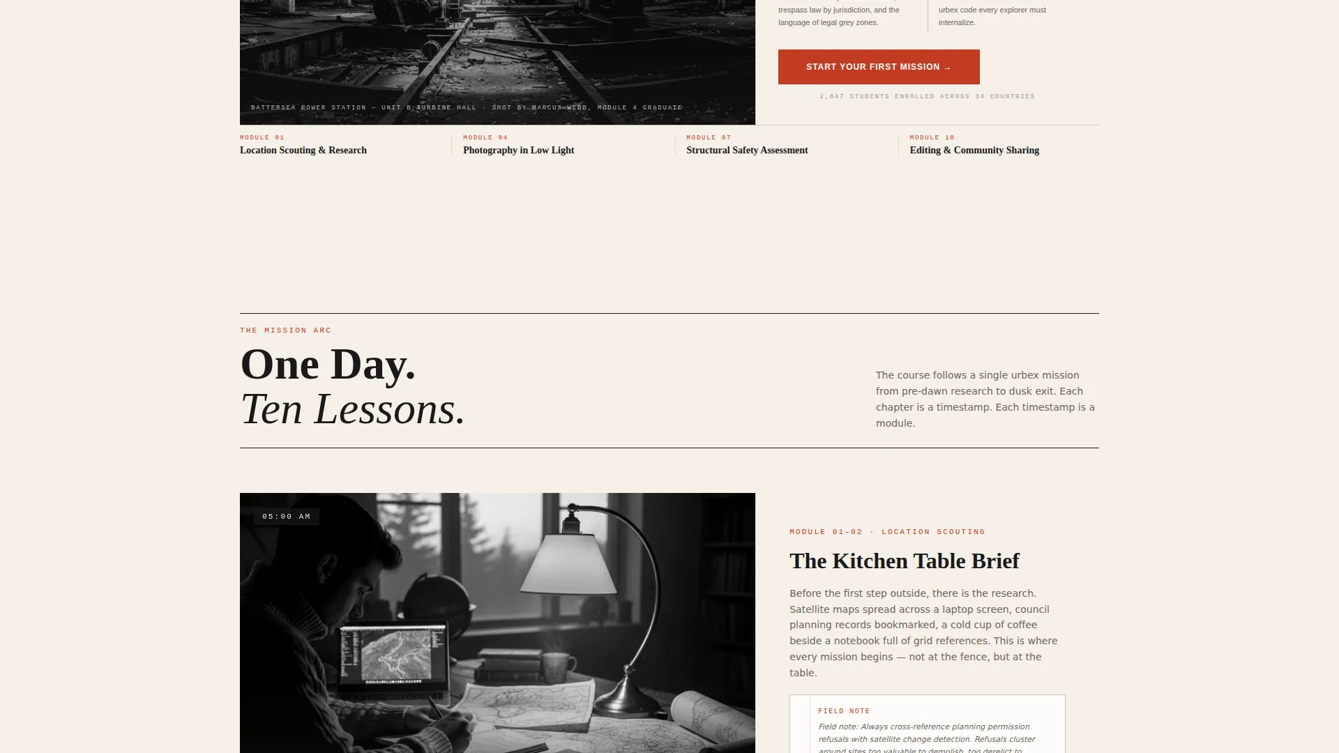 Urban Exploration Course Landing Page Template
