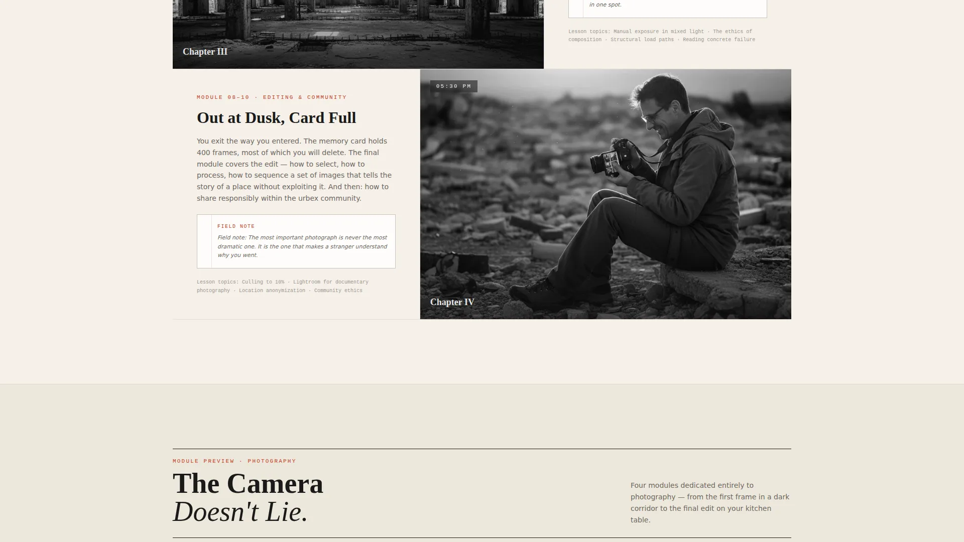 Urban Exploration Course Landing Page Template