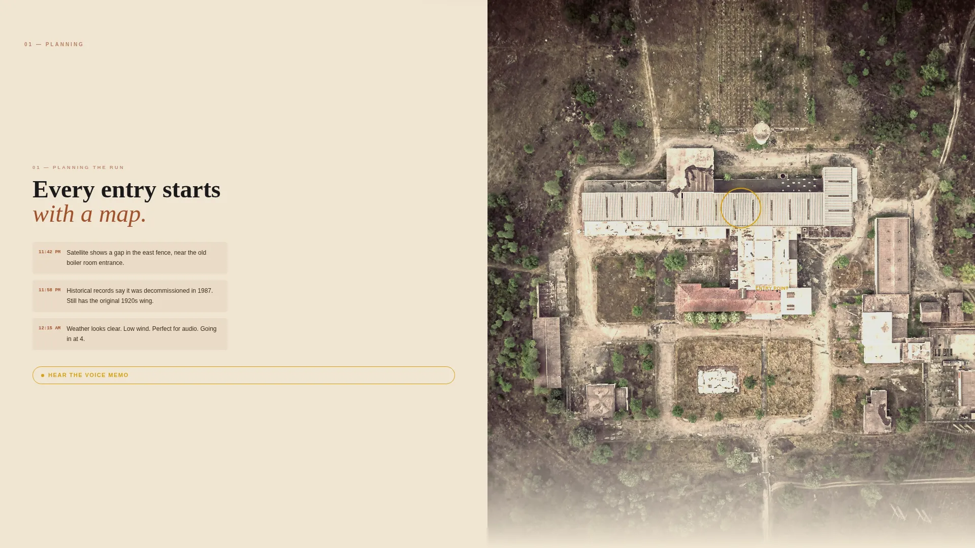 Urbex Podcast Horizontal Scroll Landing Page Template