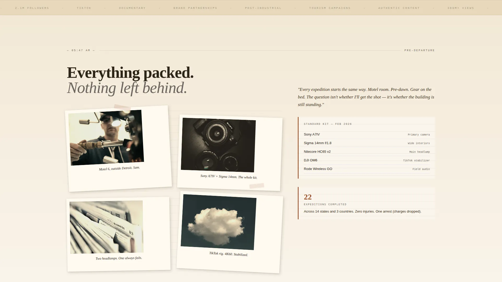 Urban Exploration Creator Landing Page Template