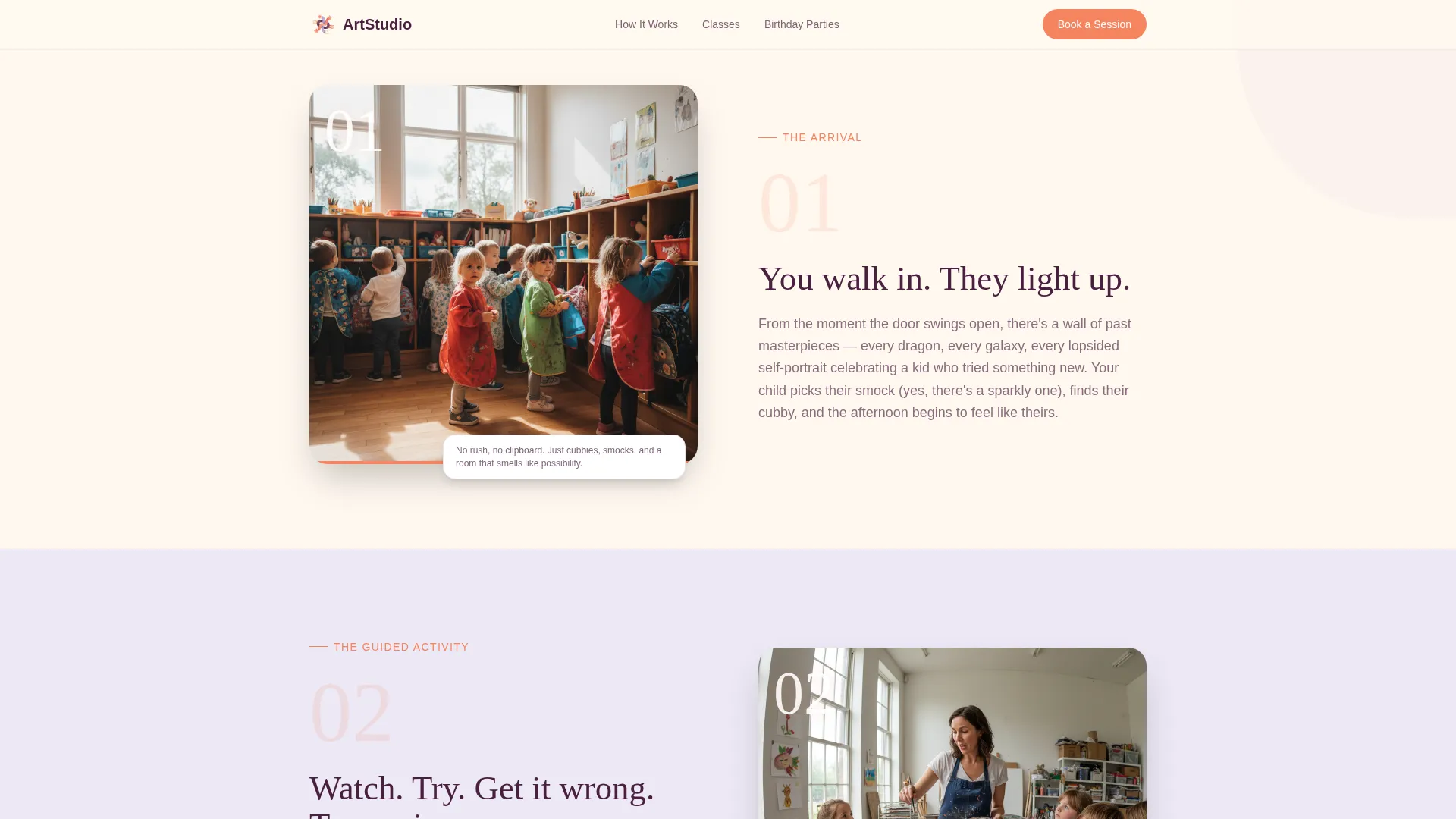 Kids Art & Craft Studio Landing Page Template