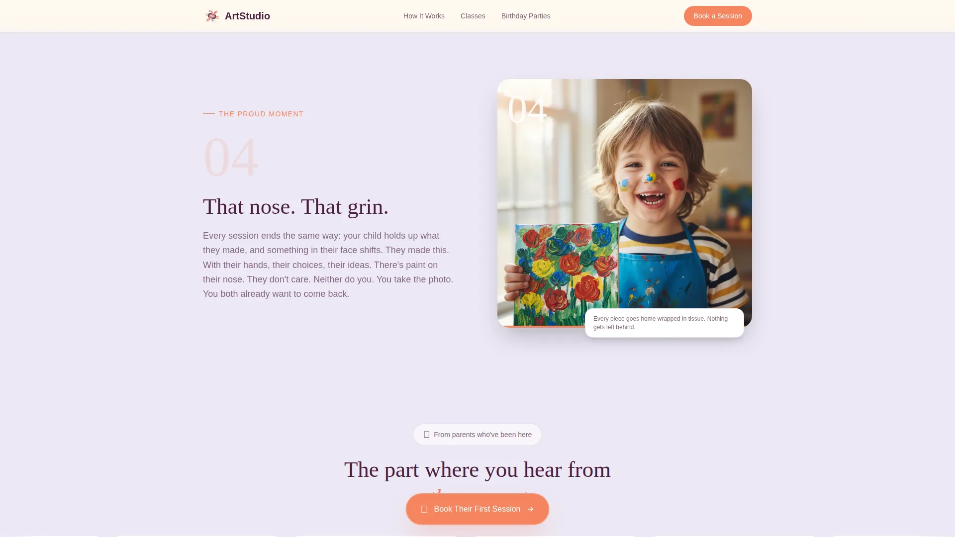 Kids Art & Craft Studio Landing Page Template