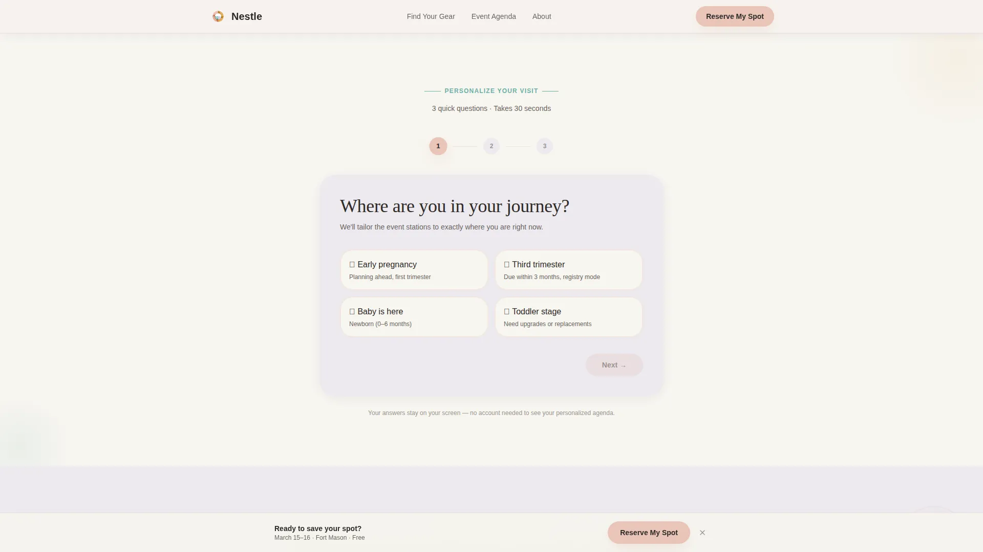 Playful Babygear Event Registration Landing Page