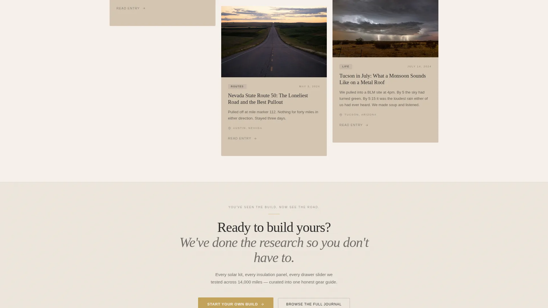 Van Life Blog Masonry Landing Page Template