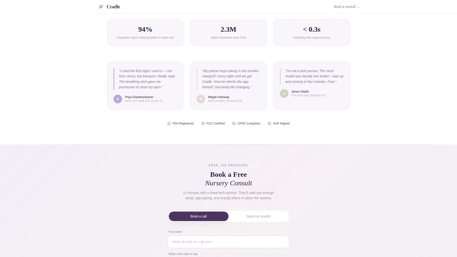 Baby Monitor Landing Page Template with Quiz