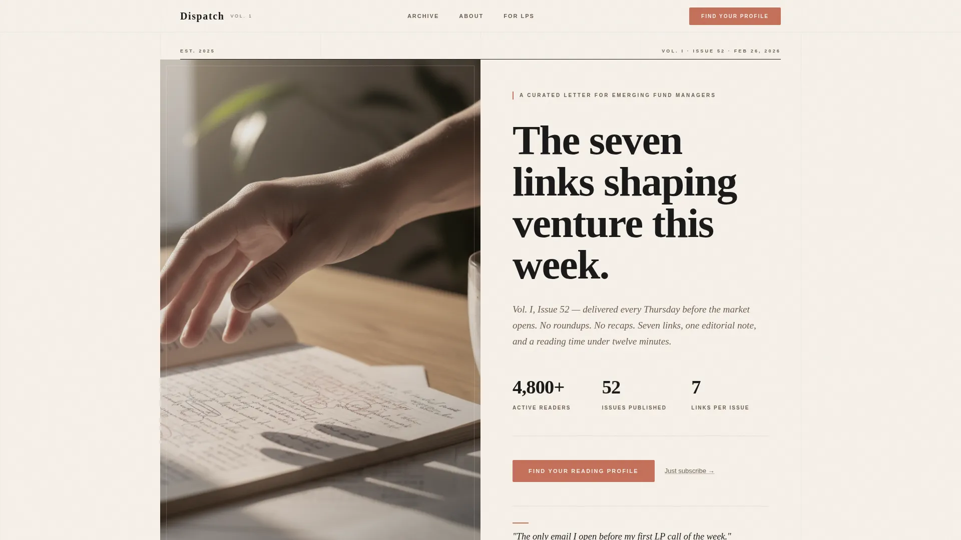 Venture Capital Newsletter Landing Page Template