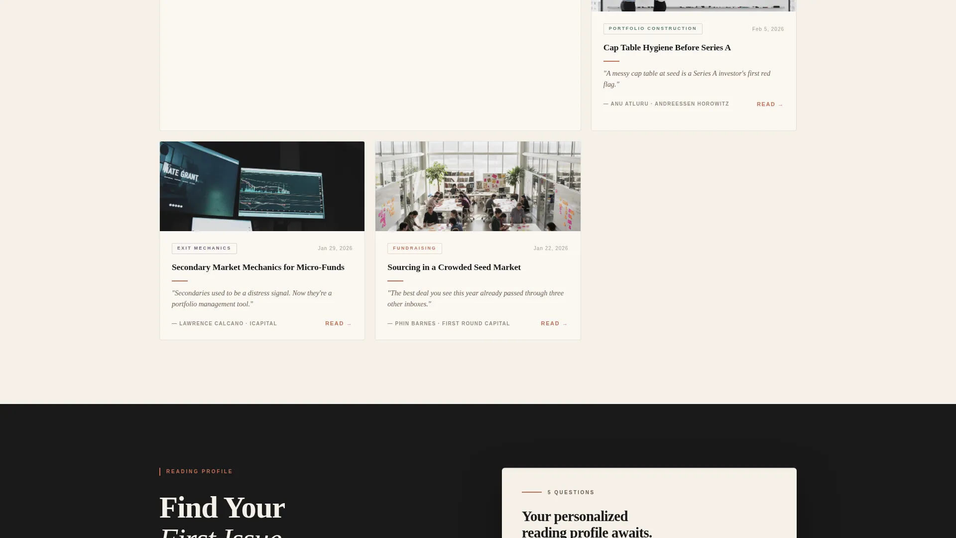 Venture Capital Newsletter Landing Page Template