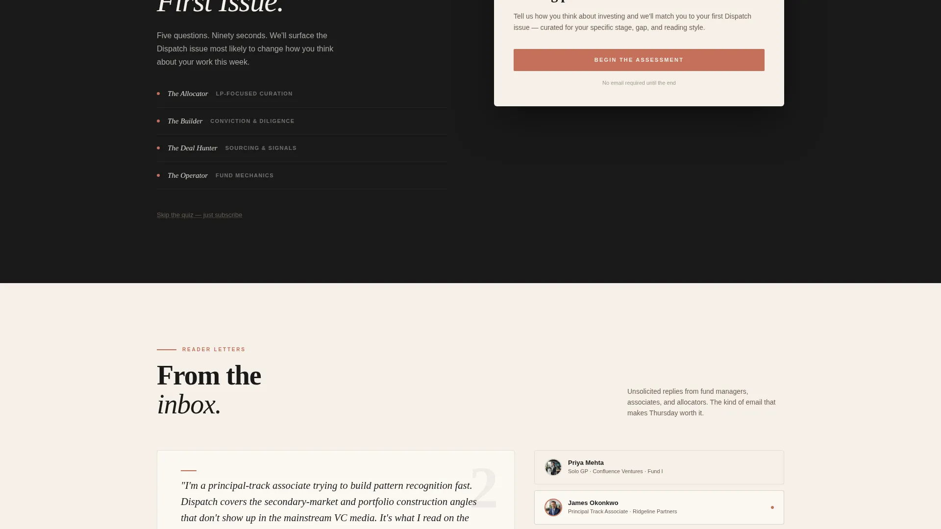 Venture Capital Newsletter Landing Page Template
