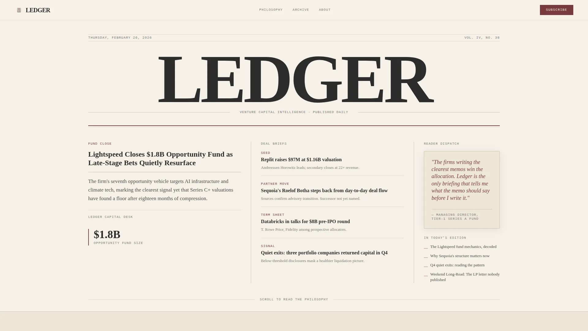 Venture Capital Daily Digest Landing Page Template