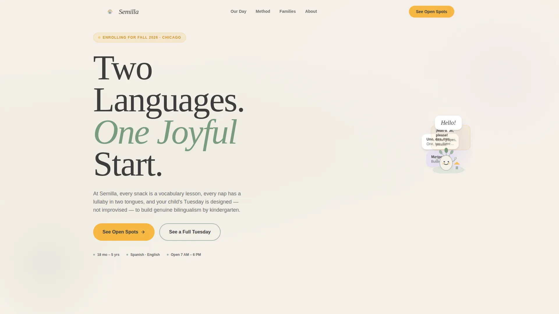 Daycare Landing Page Template | Semilla