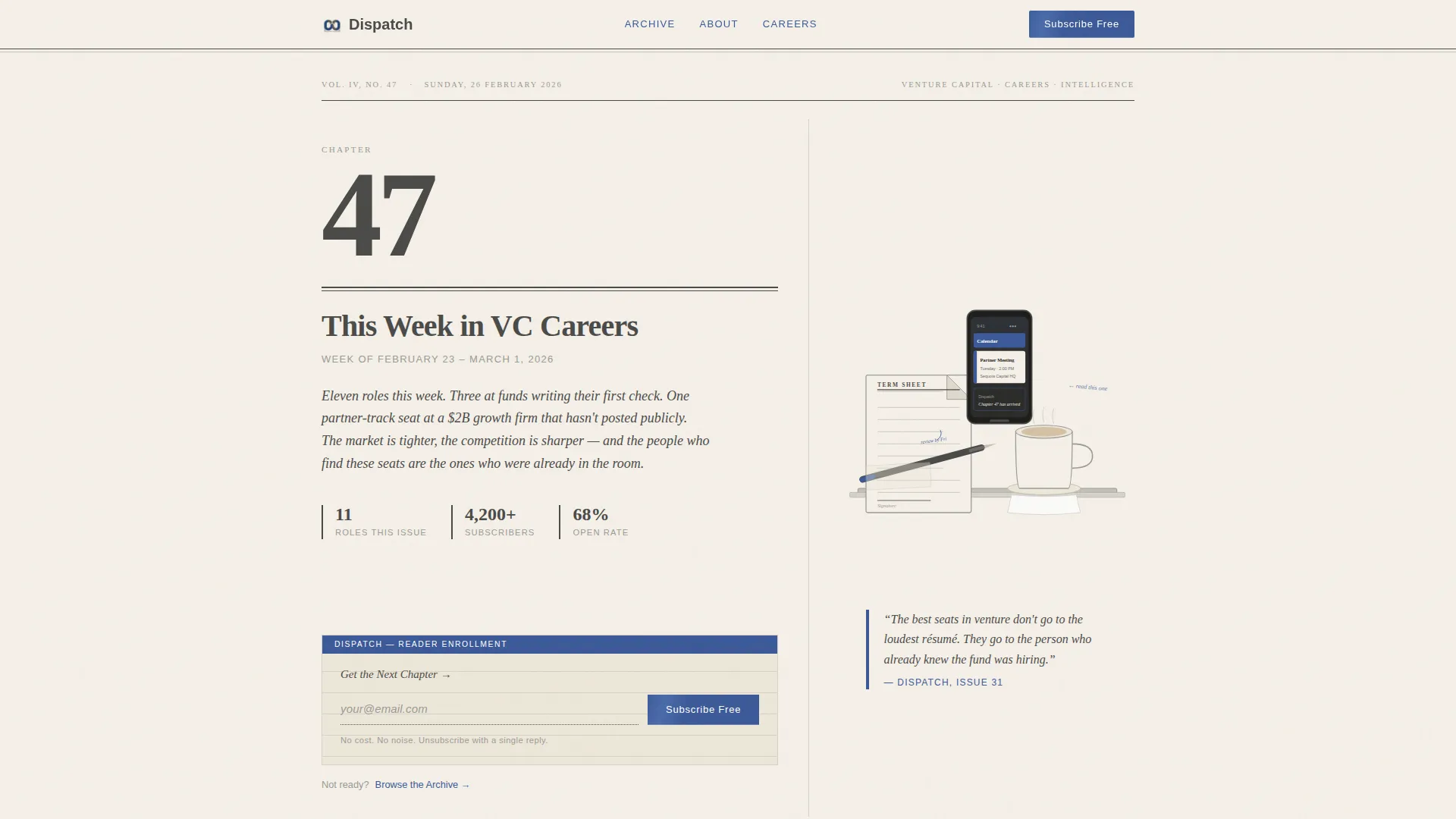 Venture Capital Newsletter Landing Page Template