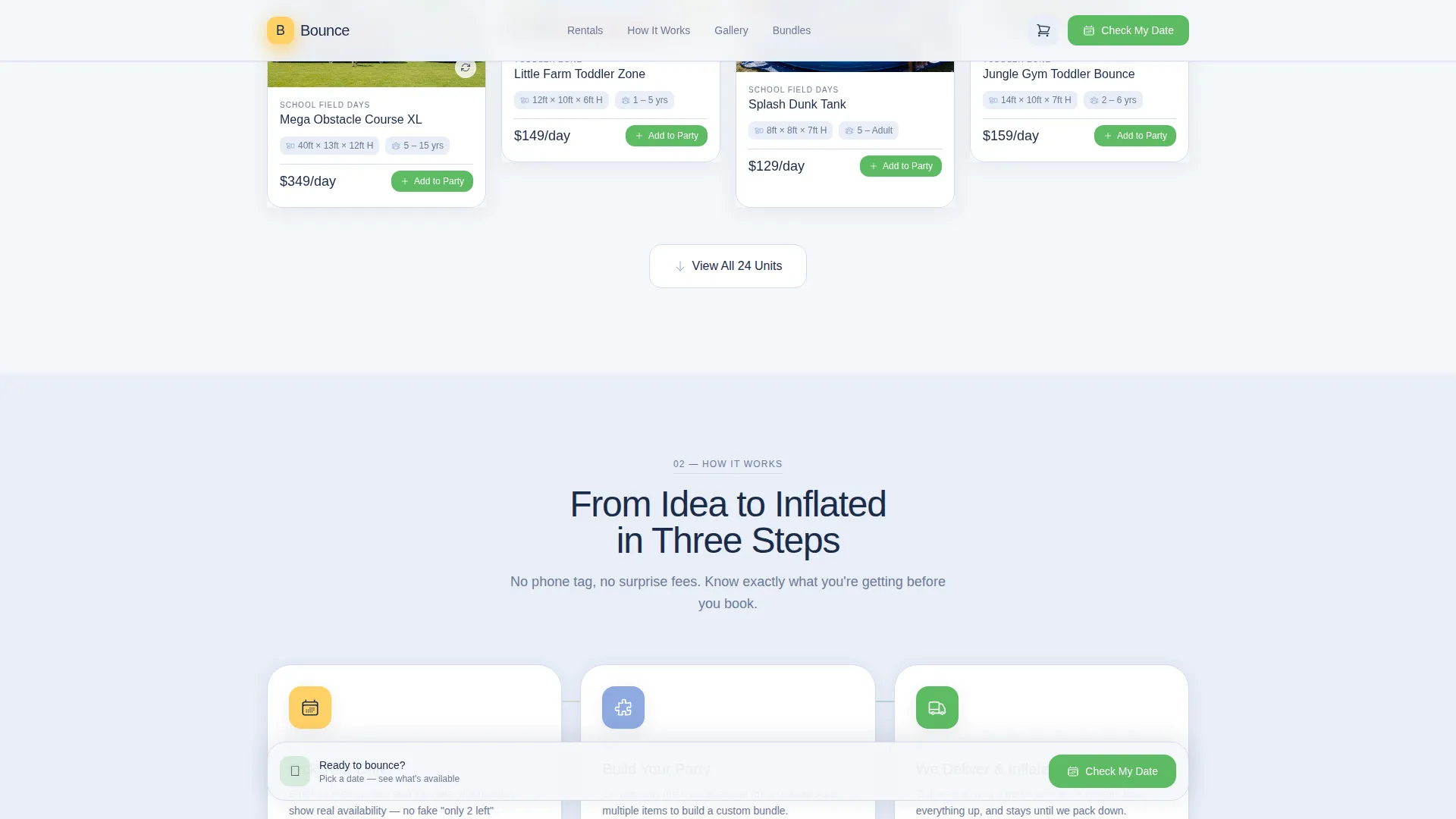 Inflatable Rental Landing Page Template