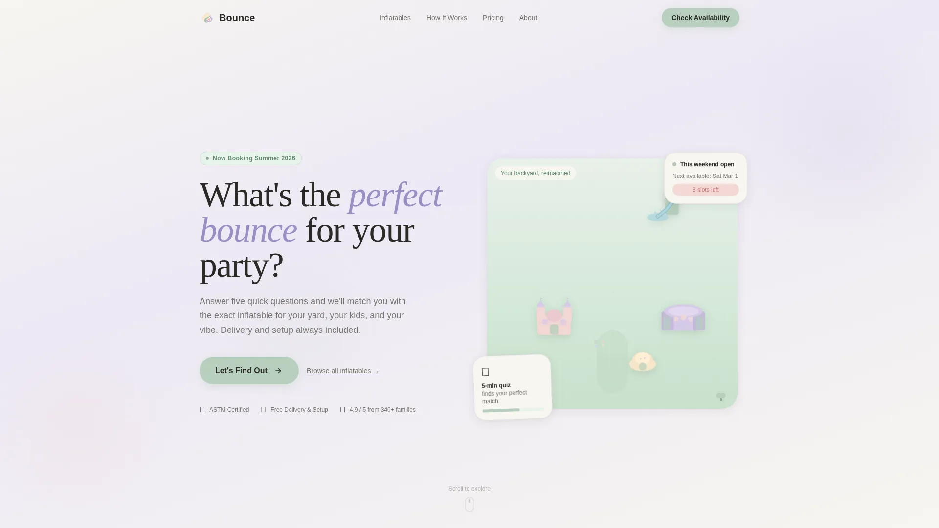 Inflatable Rental Landing Page Template for Party Pros