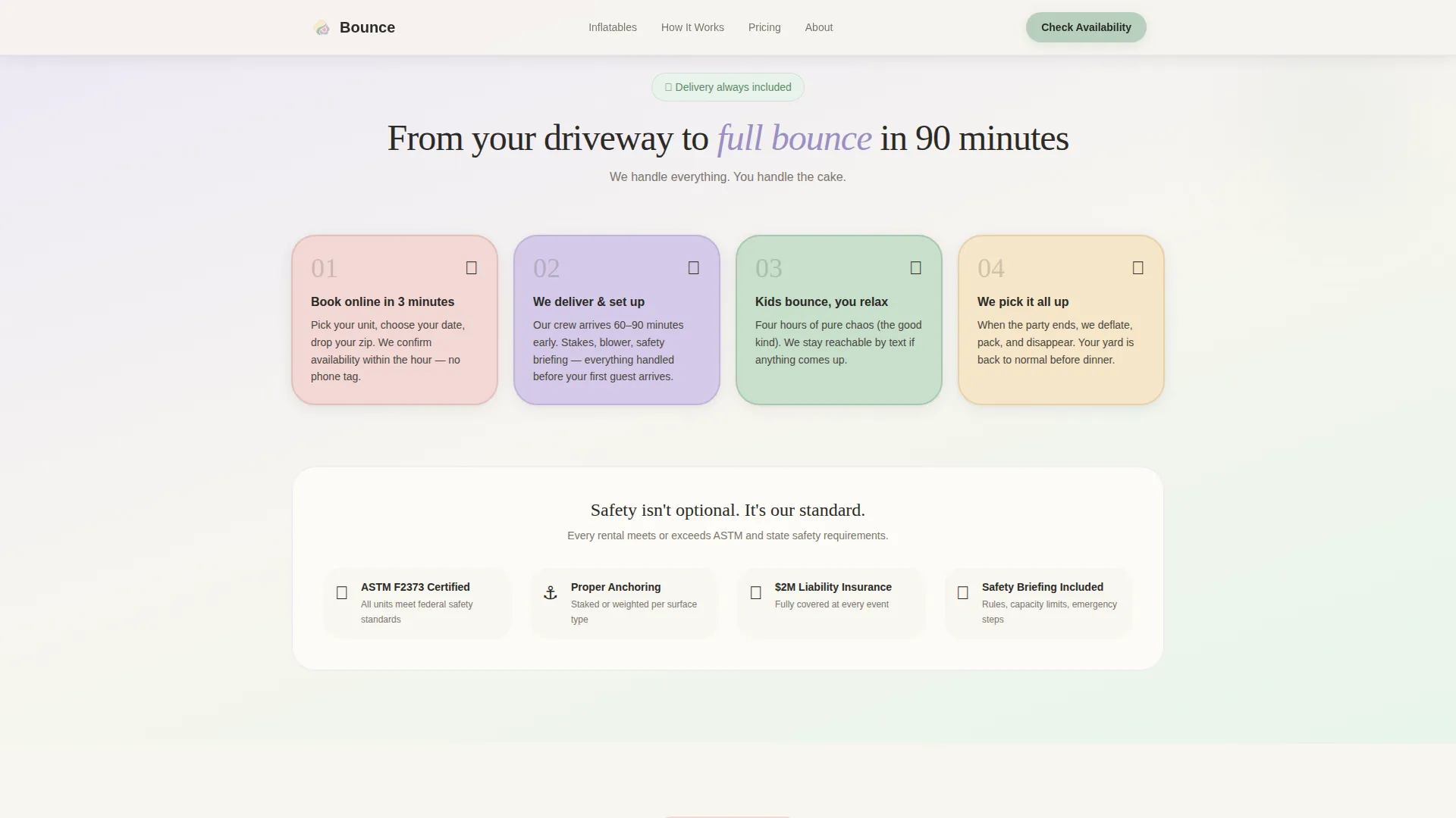 Inflatable Rental Landing Page Template for Party Pros