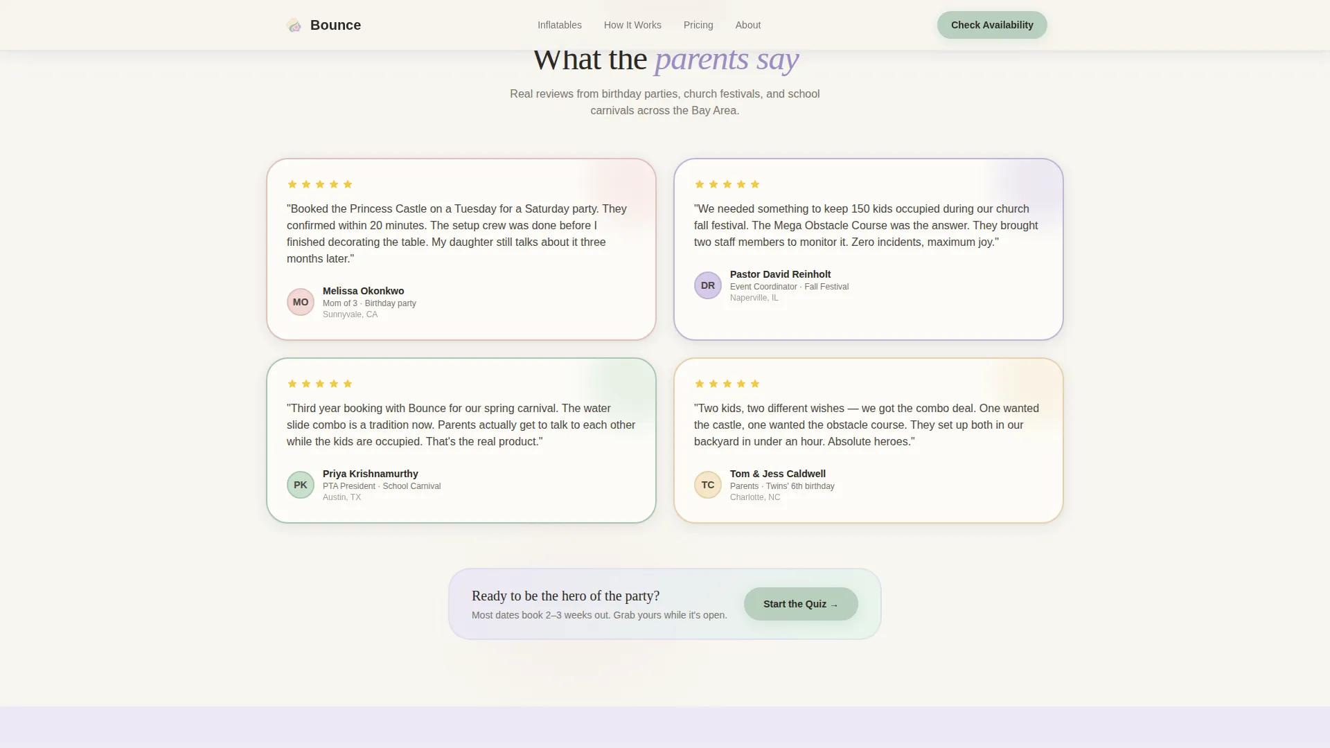Inflatable Rental Landing Page Template for Party Pros