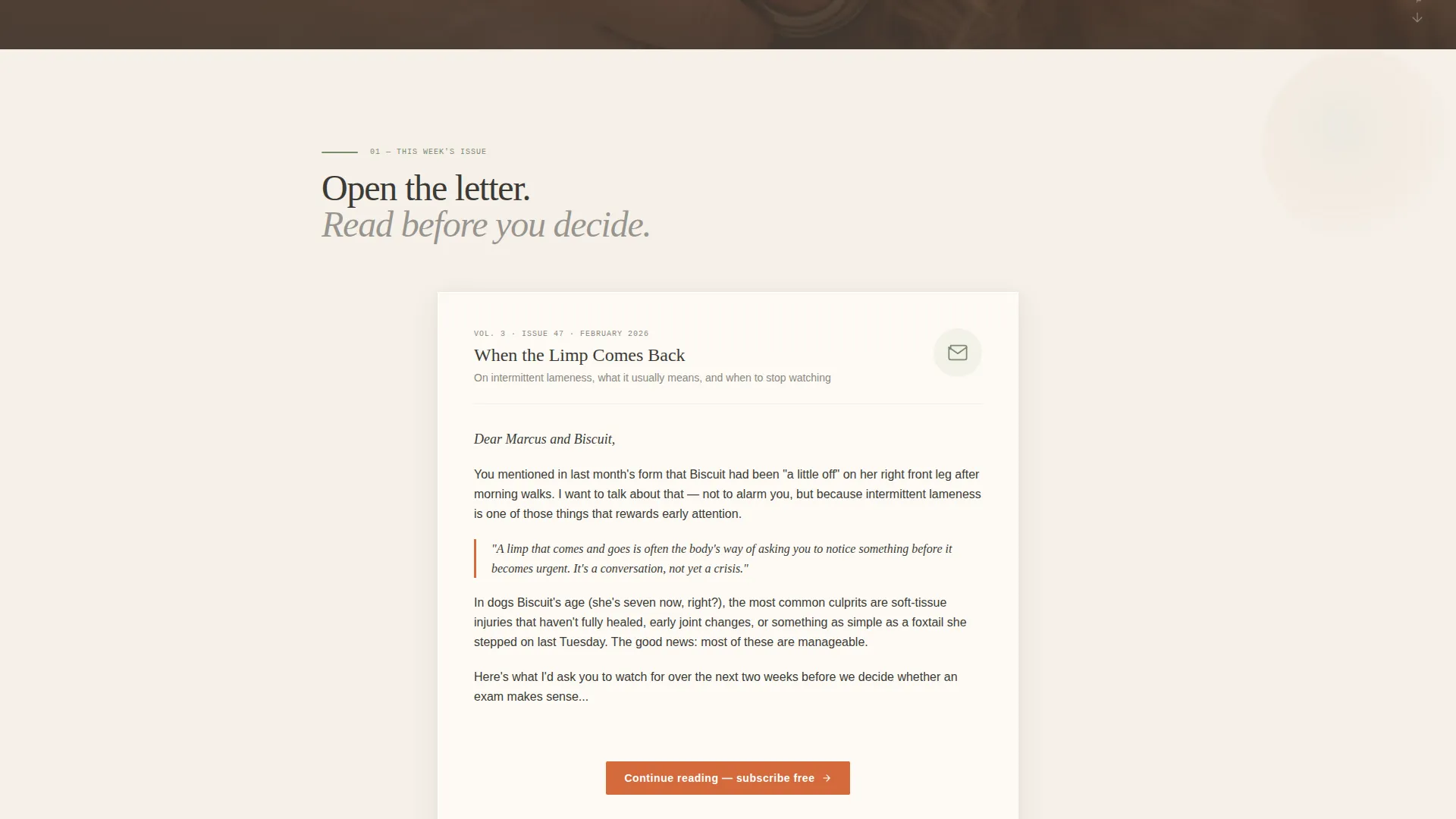 Veterinary Newsletter Landing Page Template