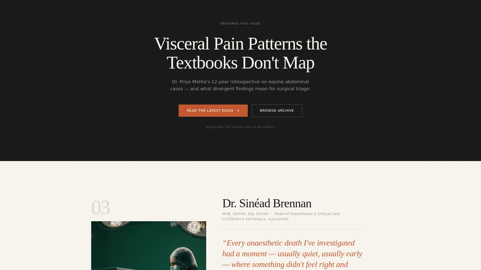 Veterinary Thought Leadership Editorial Landing Page