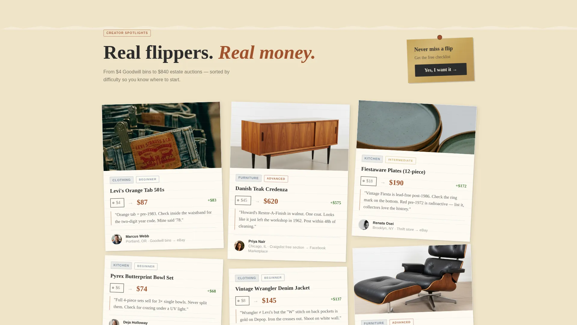 Thrift Flipping Blog Landing Page Template