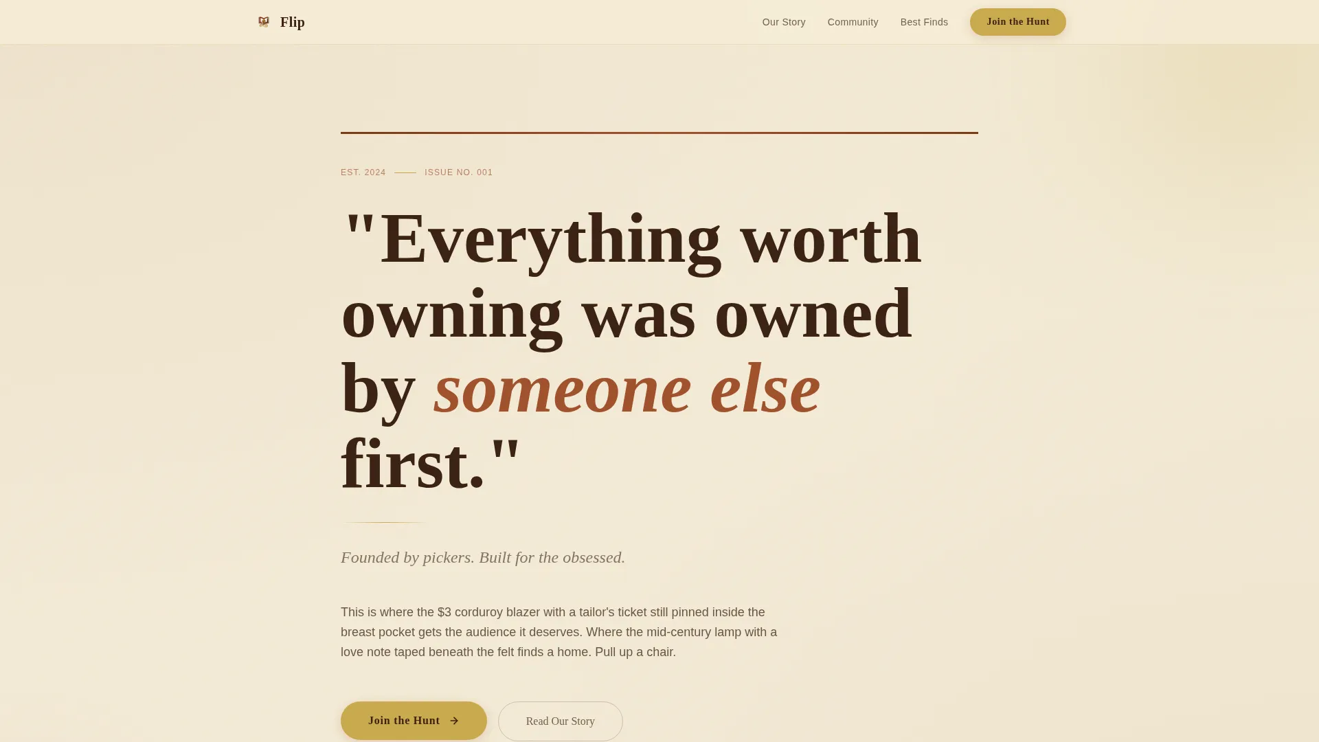Vintage Thrift Flipping Community Landing Page Template