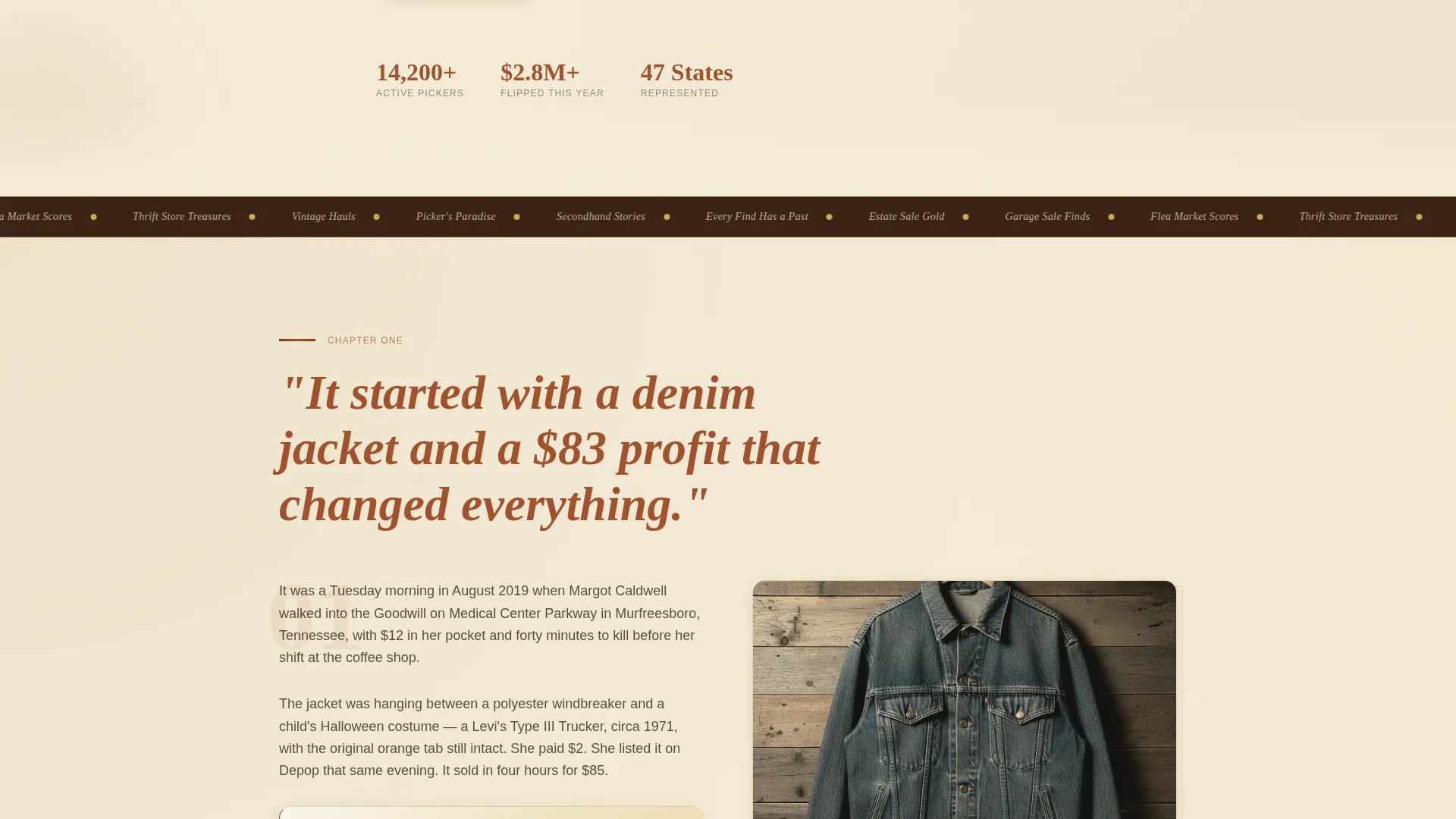 Vintage Thrift Flipping Community Landing Page Template
