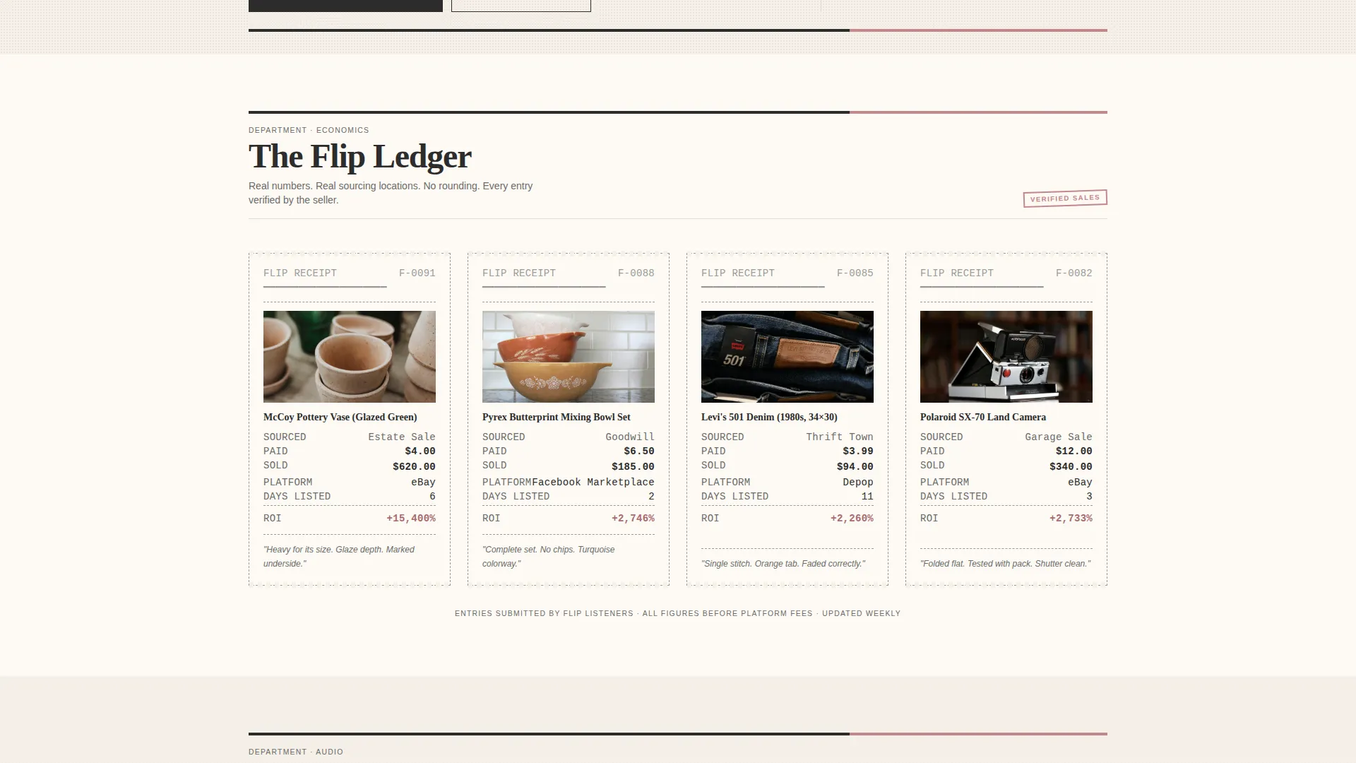 Editorial Vintage Flipping Podcast Landing Page Template