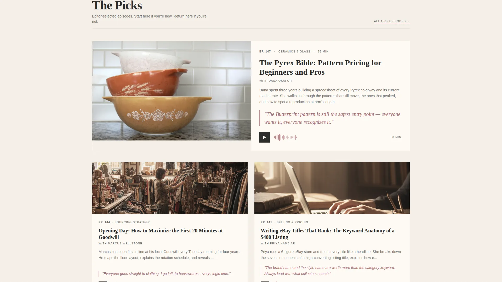 Editorial Vintage Flipping Podcast Landing Page Template