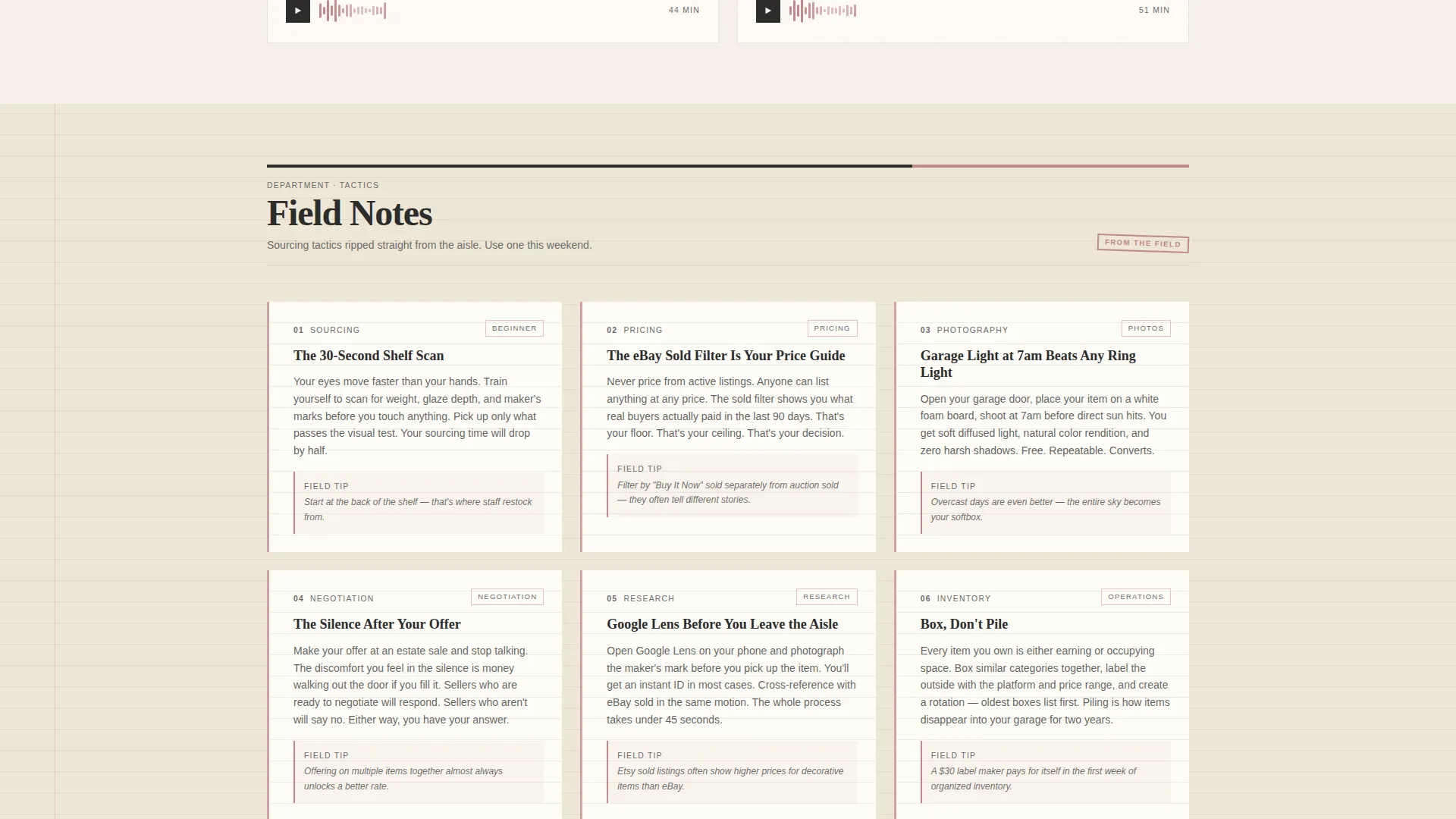 Editorial Vintage Flipping Podcast Landing Page Template