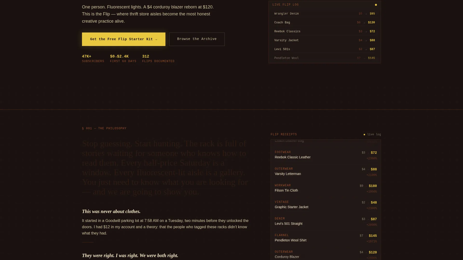 Cinematic Thrift Flipping Landing Page Template