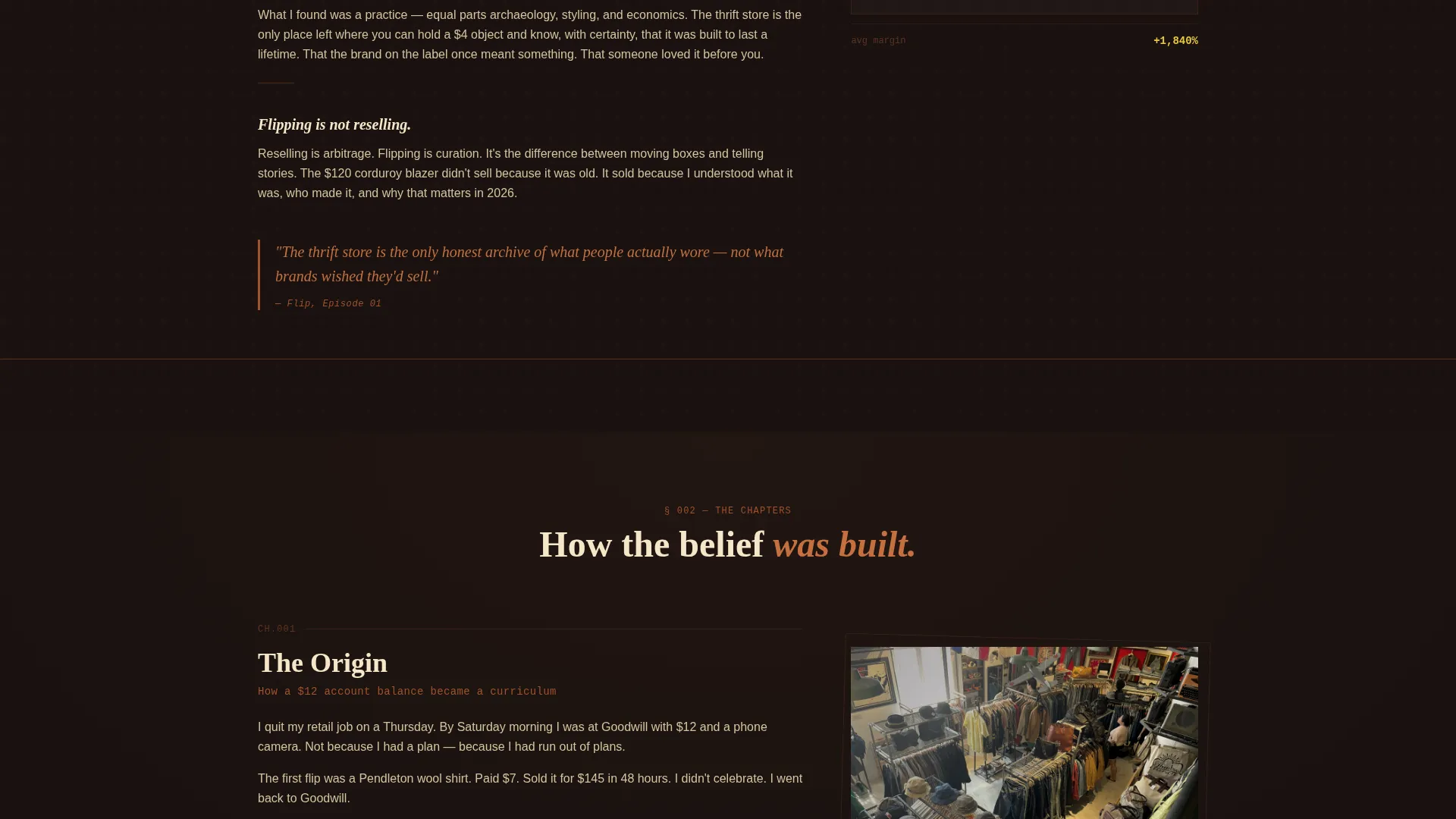 Cinematic Thrift Flipping Landing Page Template