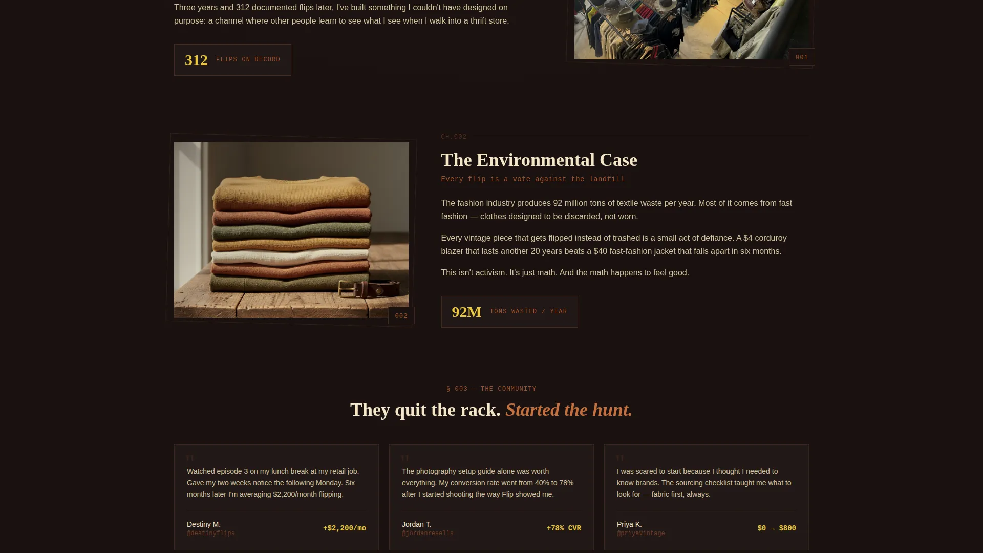 Cinematic Thrift Flipping Landing Page Template