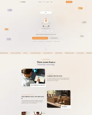Playful STEM Landing Page for Kids' Coding Workshops