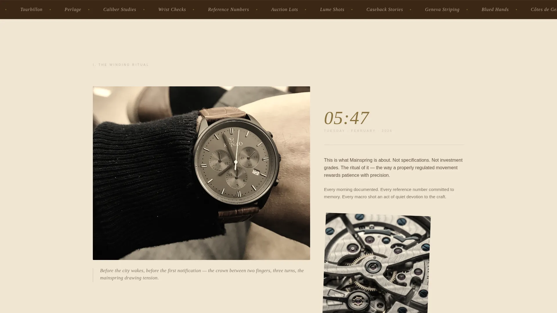Horology & Watch Collecting Landing Page Template