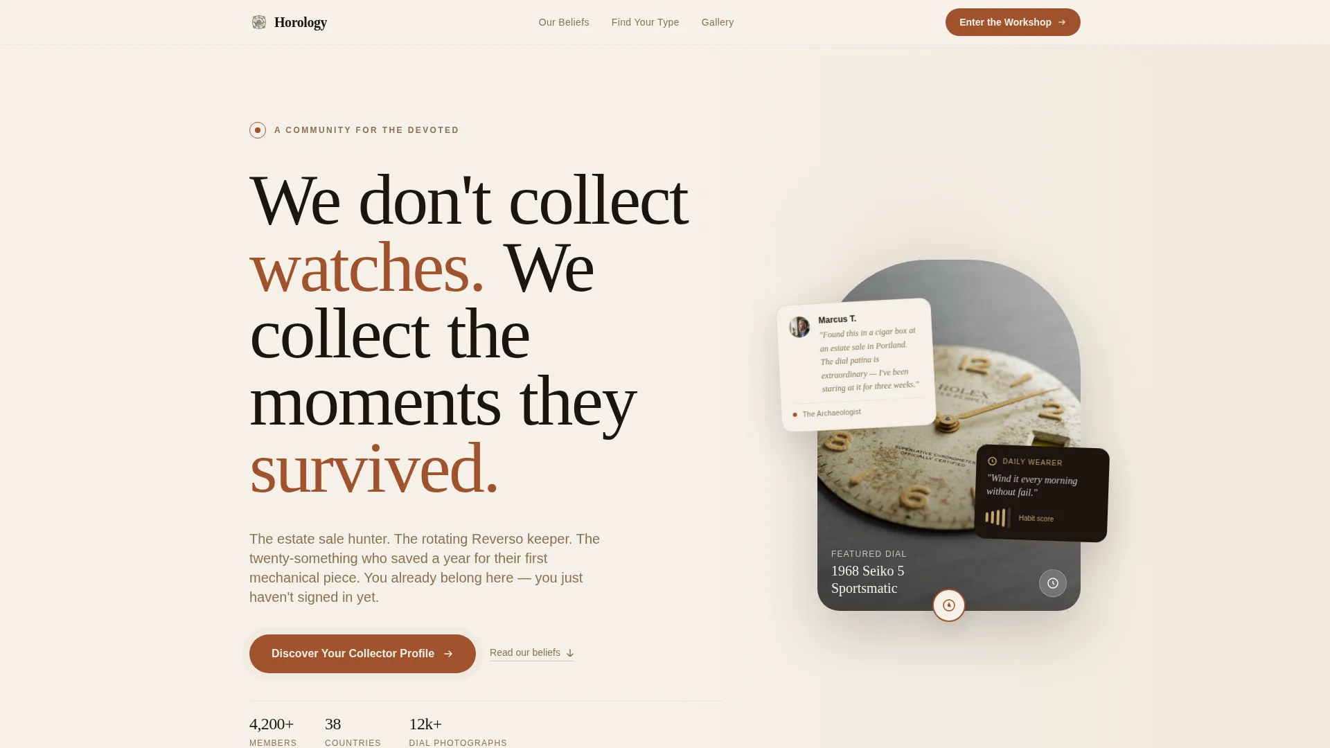 Watch Collecting Community Landing Page Template