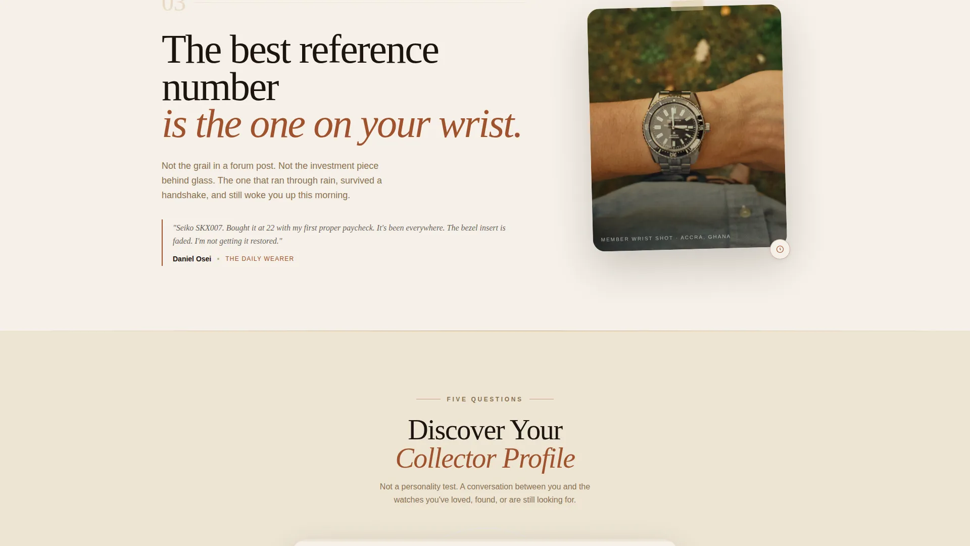 Watch Collecting Community Landing Page Template