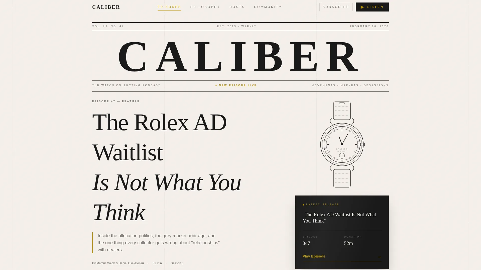 Horology Podcast Landing Page Template