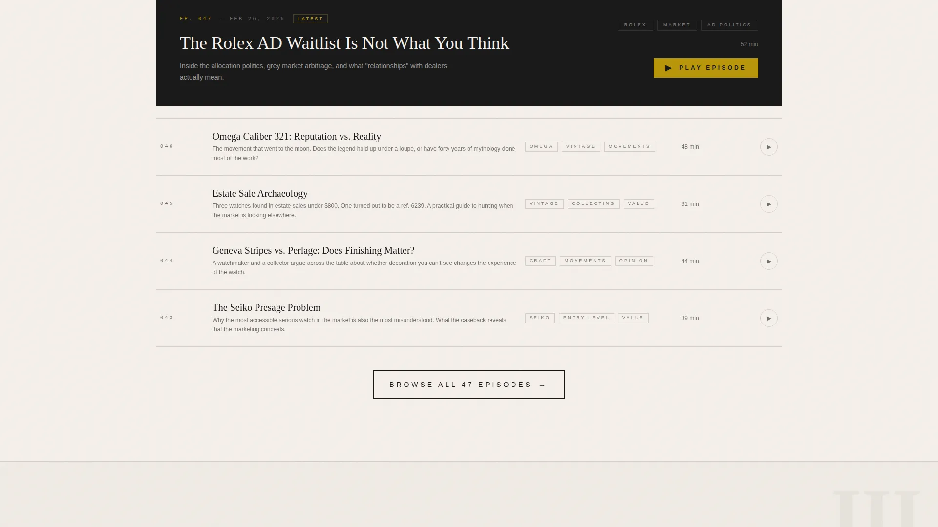 Horology Podcast Landing Page Template