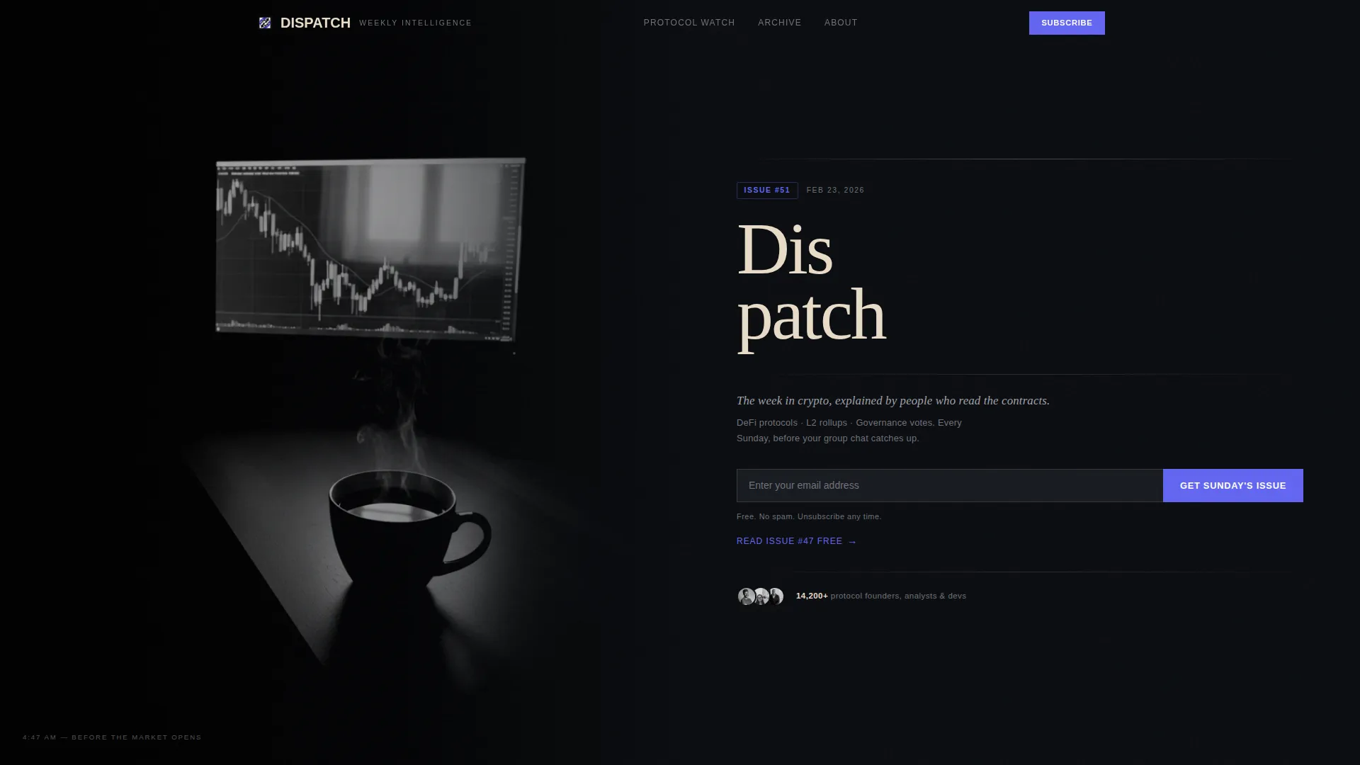 Editorial Crypto Newsletter Landing Page Template