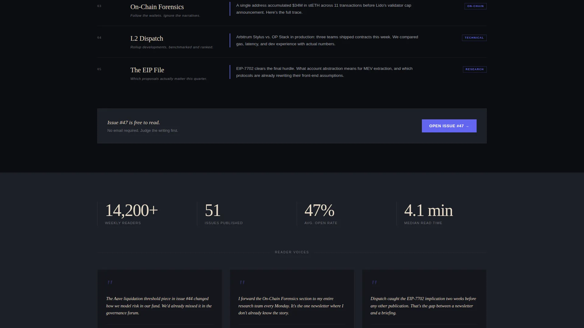 Editorial Crypto Newsletter Landing Page Template