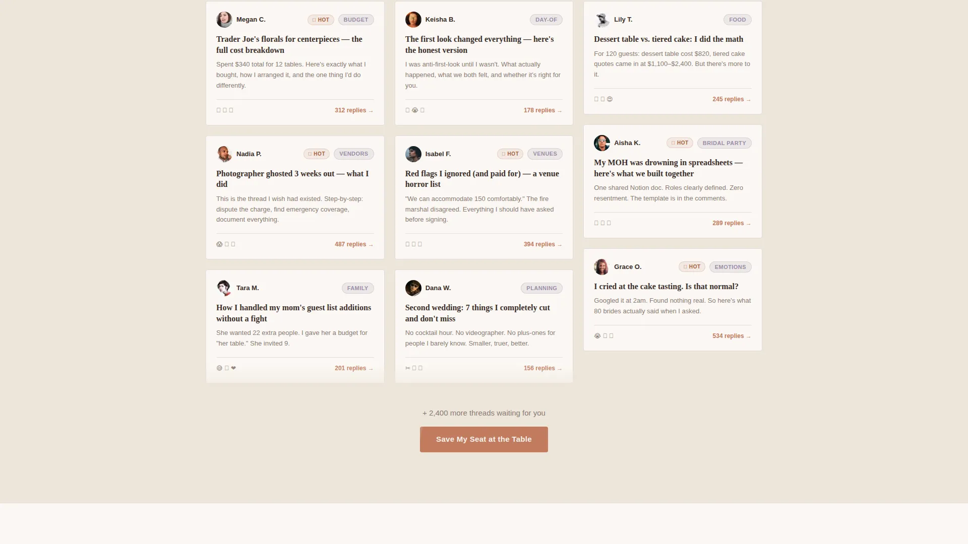 Wedding Community Forum Waitlist Landing Page Template
