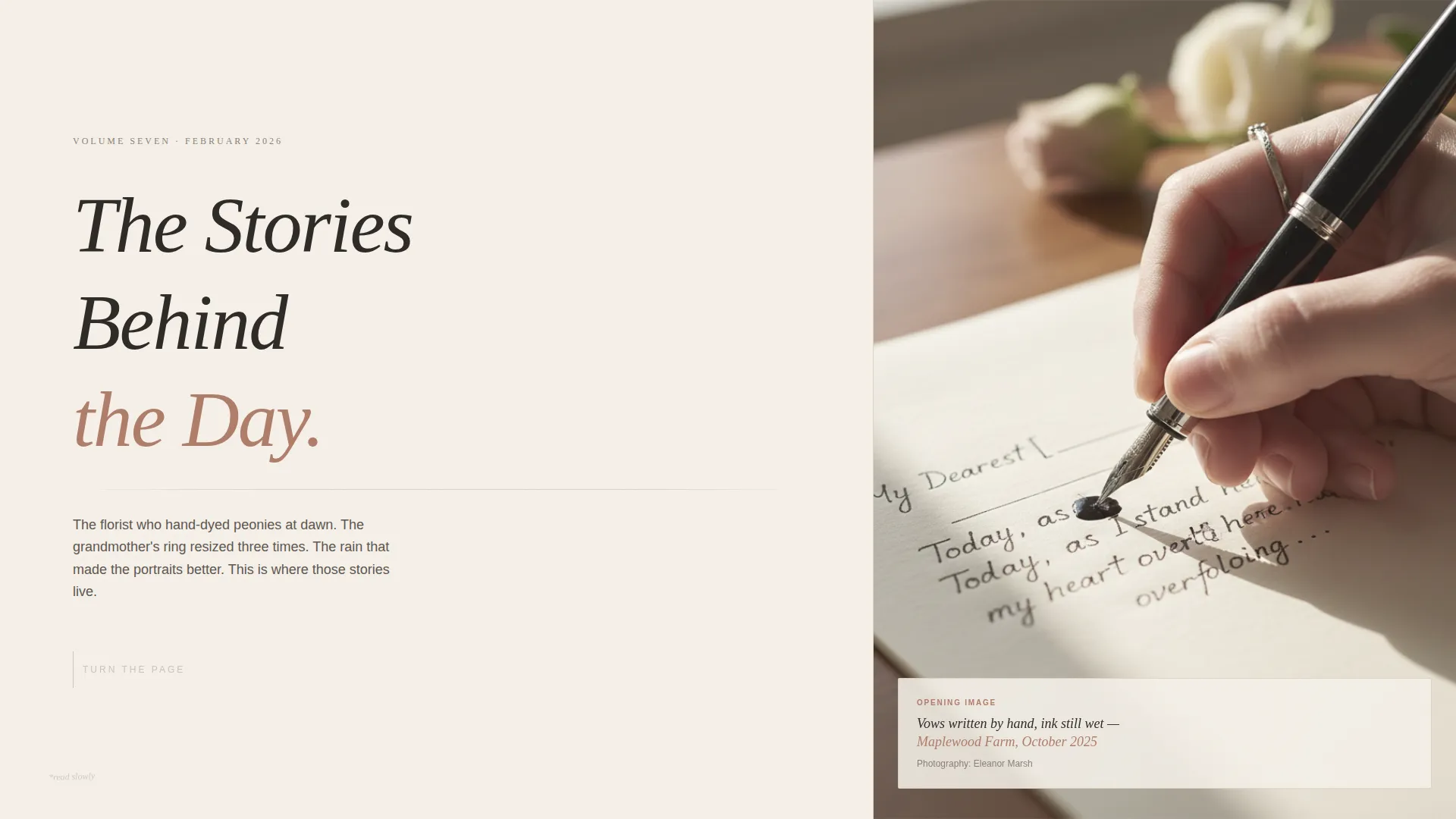 Elegant Wedding Editorial Landing Page Template